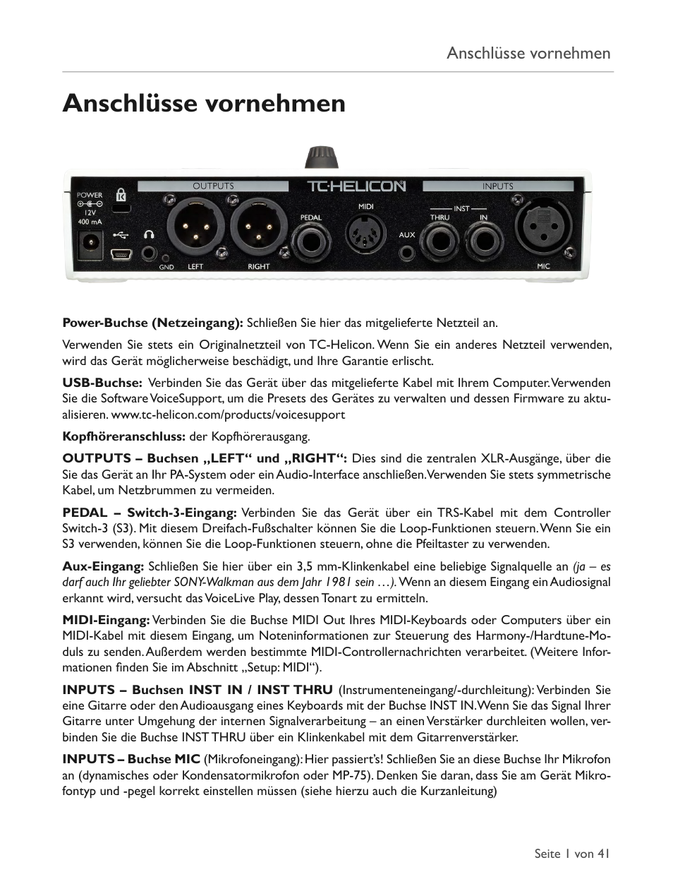 Anschlusse Vornehmen Tc Helicon Voicelive Play Gtx Details Manual Benutzerhandbuch Seite 6 46 Originalmodus